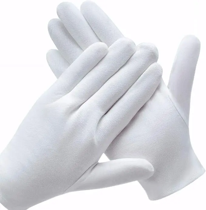 12 Pairs White Cotton Gloves for Serving Inspection Costume — product photo
