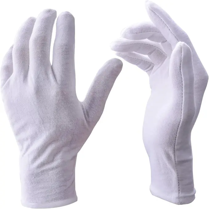 12 Pairs White Cotton Gloves Soft Cloth Dust Hand Gloves Work for Men Women… — product photo