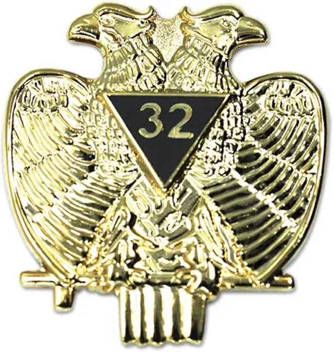 32nd Degree Double Headed Eagle Masonic Lapel Pin - [Gold & Black][1 1/4''… — product photo
