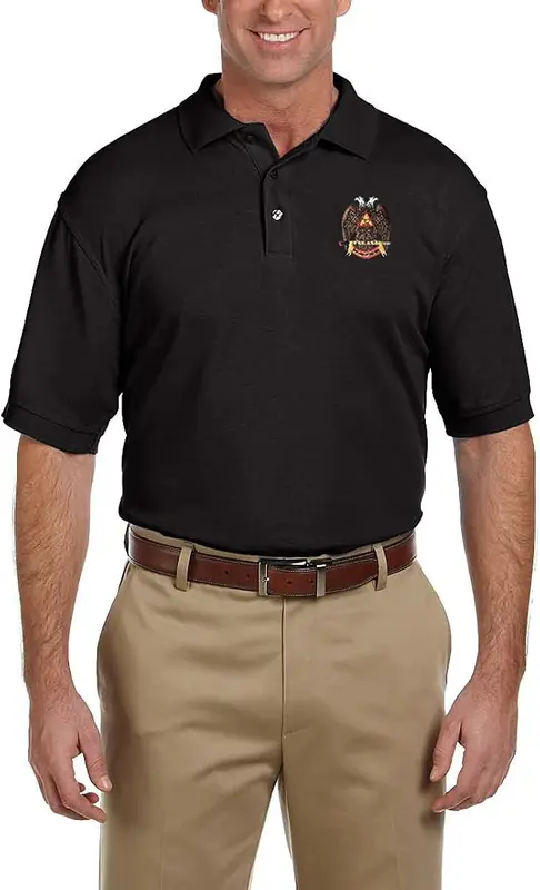 32nd Degree Embroidered Masonic Men's Polo Shirt — product photo