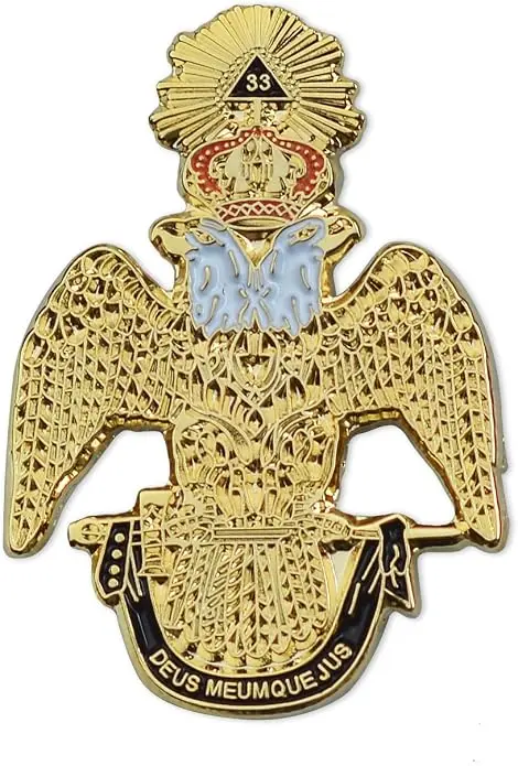 33rd Degree Double Headed Eagle Masonic Lapel Pin - [Gold & White][1 1/4''… — product photo