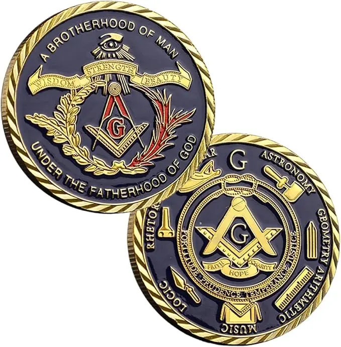 A Brotherhood of Man Masonic Challenge Coin, Mason Brotherhood Challenge Coin… — product photo