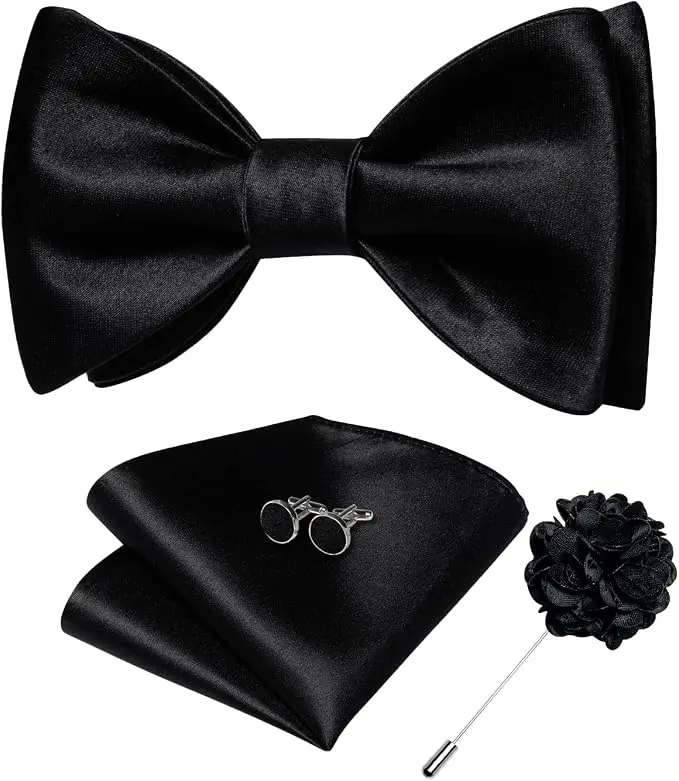 DiBanGu Satin Bow tie Self-Tied Bowtie Set for Men Wedding Prom — product photo