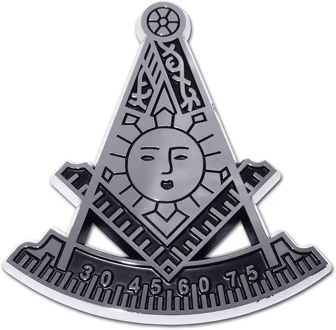 Elektroplate Masonic Compass Sun and Quadrant Past Master OEM Chrome Emblem… — product photo