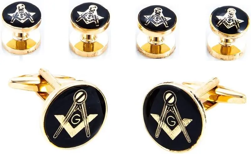 Freemason Masonic Mason Cufflinks and Studs Tuxedo Set in a Presentation Gift… — product photo