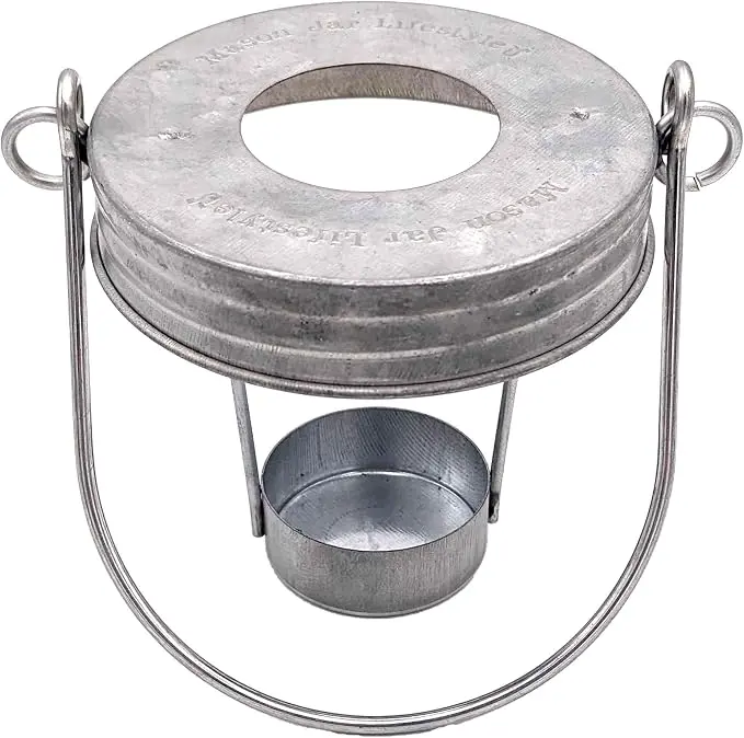 Galvanized Tea Light Candle Holder Lids with Handles for Mason, Ball, Canning… — product photo