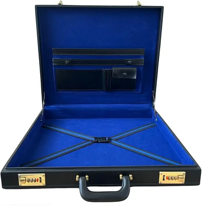 Generic Masonic Regalia Apron Hard Case Briefcase Size MM or WM Mason Faux… — product photo
