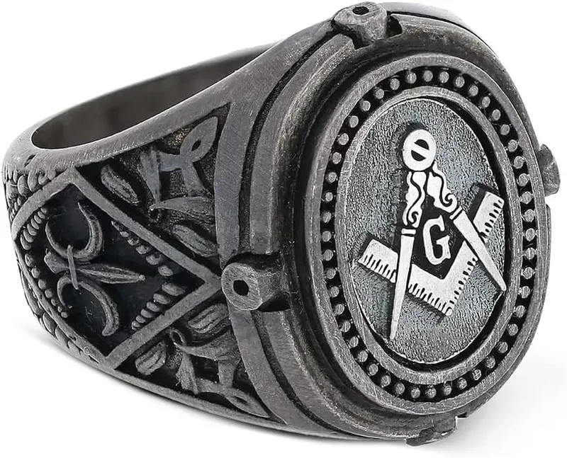 Handmade Masonic Signet Ring, Freemason Statement Ring, Silver or Gold, 21 x… — product photo