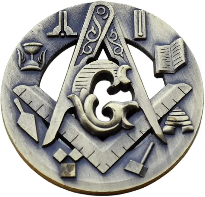 Joygulls Masonic Challenge Coin: Square & Compass with G, Gold Plated… — product photo