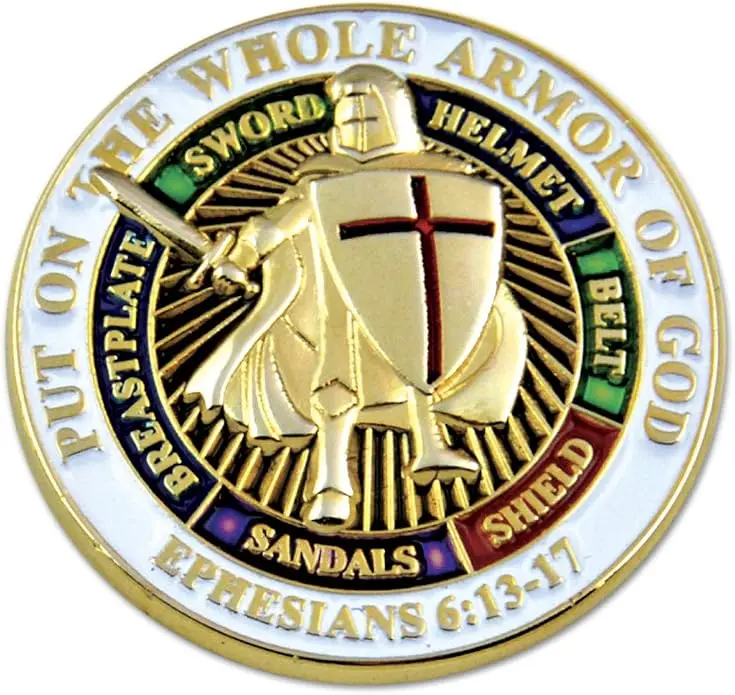 Knights Templar Put on the Whole Armor of God Round Masonic Lapel Pin… — product photo