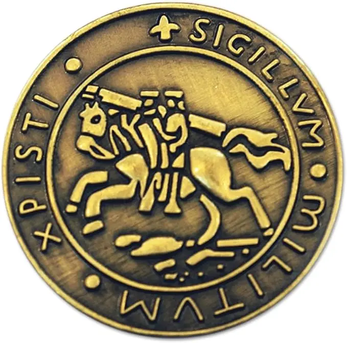 Knights Templar Seal Crusaders Solomon's Temple Round Masonic Lapel Pin… — product photo