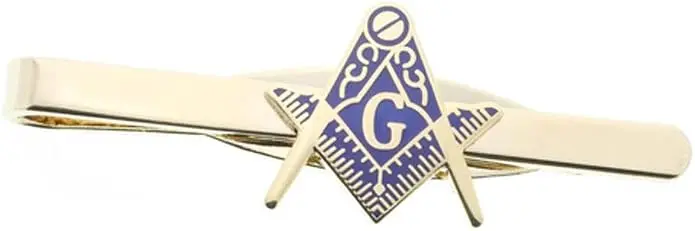 Masonic Blue Lodge Cut Out Shaped Compass and Square Tie Clip/Tie Bar — product photo