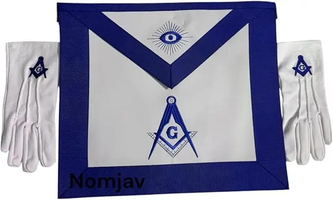 Masonic Blue Lodge Master Mason Apron embroidery with faux leather — product photo