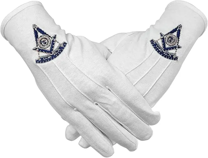 Masonic Cotton Gloves With Past Master Embroidered — product photo