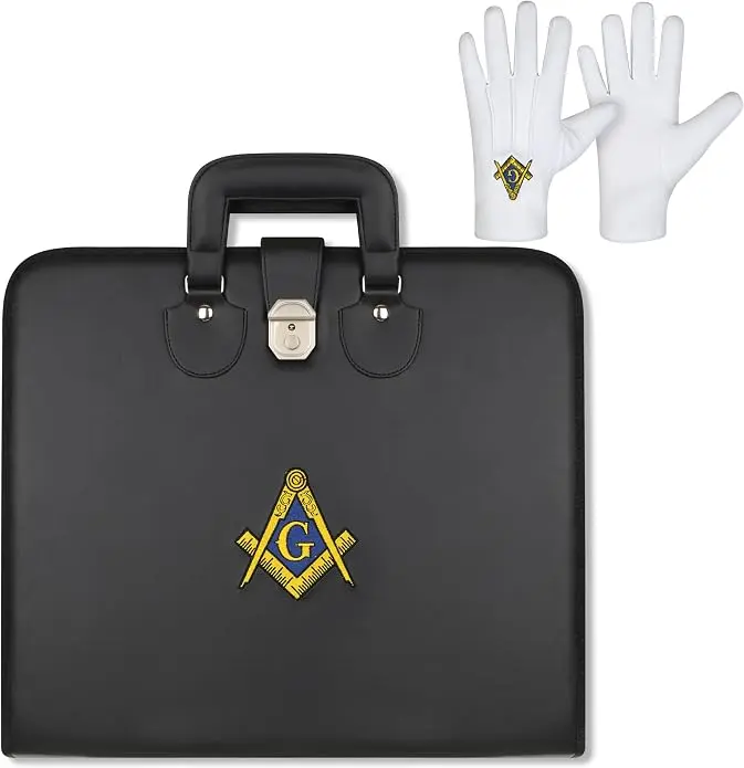 Masonic Embroidered Square And Compass Black Master Mason Soft Apron Case — product photo