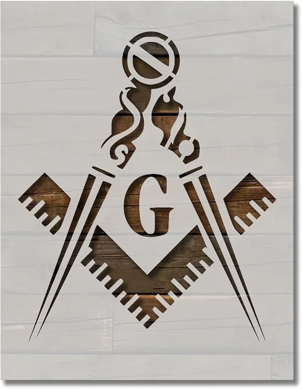 Masonic Freemason Mason Square and Compass Stencil Template Reusable for… — product photo