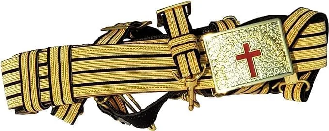 MASONIC KNIGHTS TEMPLAR GOLD // BLACK Ceremonial Sword Belt & Buckle for Sir… — product photo