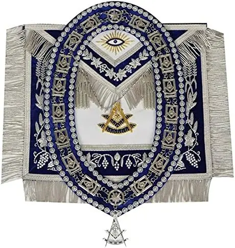 Masonic Past Master Apron 100% Lambskin & Chain Collar + Free Jewel — product photo