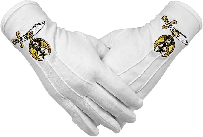 Masonic Shriner Embroidered Cotton Gloves — product photo
