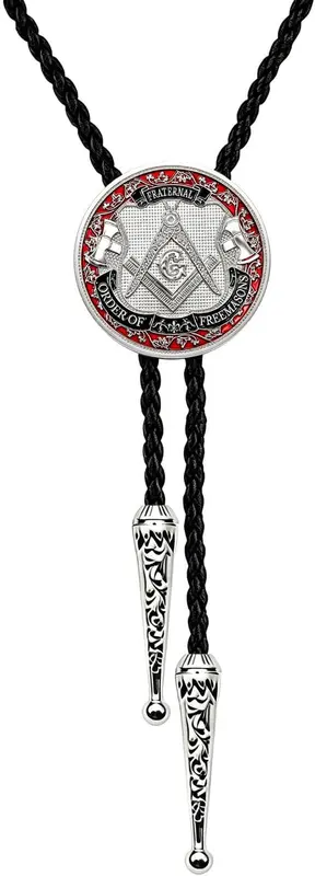 Masonic Symbol Bolo Tie Freemason Square and Compass Necktie — product photo