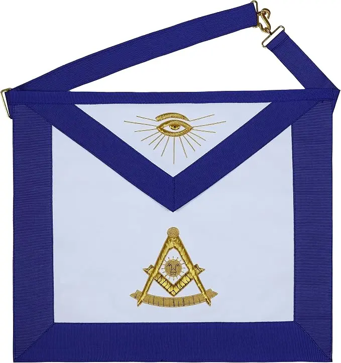 MasonicHub Past Master Apron 100% Lambskin White Leather Hand Embroidered… — product photo