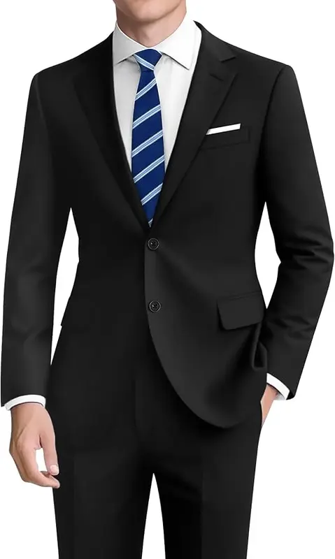 Men's Suit 2-Piece Slim Fit,Two-Button Blazer and Adjustable Waist Pants — product photo