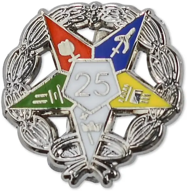 Order of the Eastern Star 25 Year Masonic Lapel Pin - [Silver & White][3/4''… — product photo