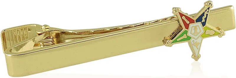 Order of The Eastern Star Gold Toned Masonic/Freemasonry Tie Clip/Tie Bar — product photo