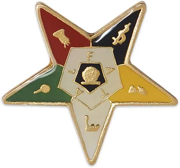 Order of the Eastern Star Masonic Lapel Pin - [Gold & White][1'' Tall] — product photo