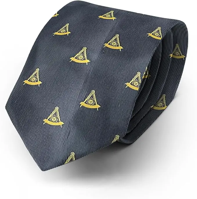 Past Master Masonic Neck Tie - [Black & Gold] — product photo