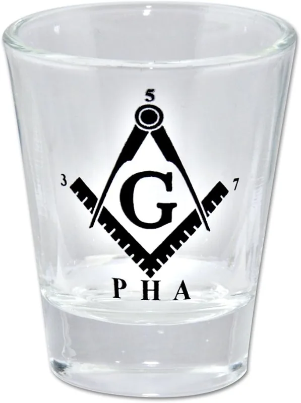 Prince Hall Square & Compass Masonic Shot Glass — product photo