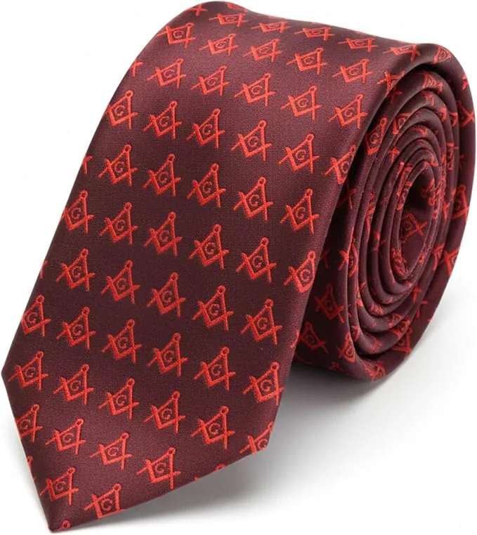Red Square & Compass Masonic Neck Tie - [Red] — product photo