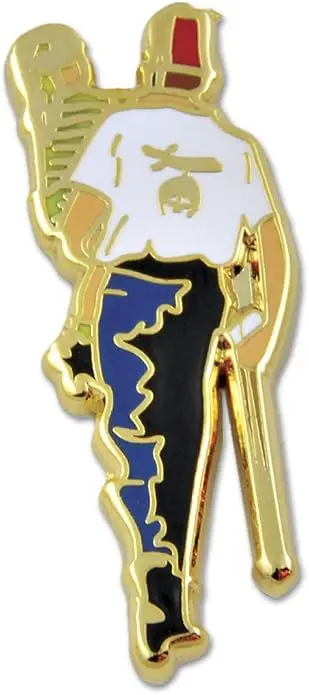 Shriner Silent Messenger Masonic Lapel Pin - [Gold & White][1'' Tall] — product photo