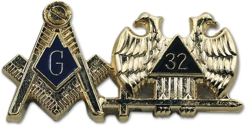 Square & Compass 32nd Degree Scottish Rite Masonic Lapel Pin - [Gold &… — product photo