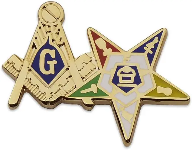 Square & Compass and Order of the Eastern Star Masonic Lapel Pin - [Gold &… — product photo