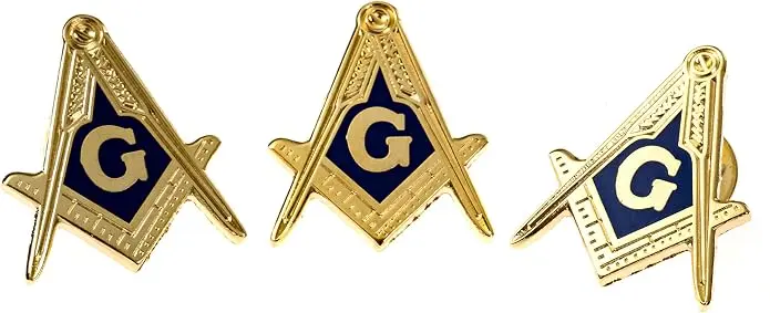 Square & Compass Lapel Pin Masonic Combo Pack Set of 3 - [Blue & Gold][1''… — product photo