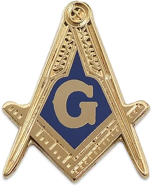 Square & Compass Masonic Lapel Pin - [Blue & Gold][1'' Tall] — product photo
