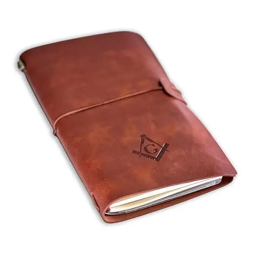 Square & Compass Masonic Leather Journal - [Brown] — product photo