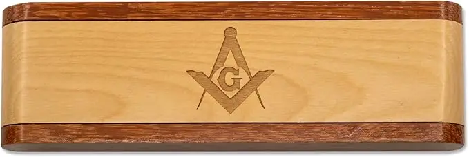 Square & Compass Wooden Masonic Pen and Gift Box Set — product photo