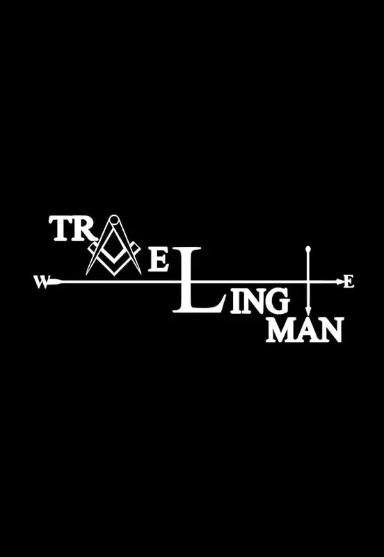Traveling Man Square & Compass Masonic Vinyl Decal - [White][6 Inch] — product photo