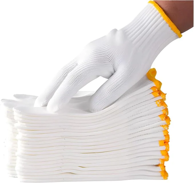 Unisex White Cotton Polyester Knitted Safety Work Gloves, 12/36/240 Pairs — product photo