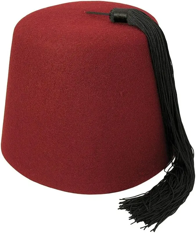 Village Hat Shop Maroon Fez with Black Tassel — product photo