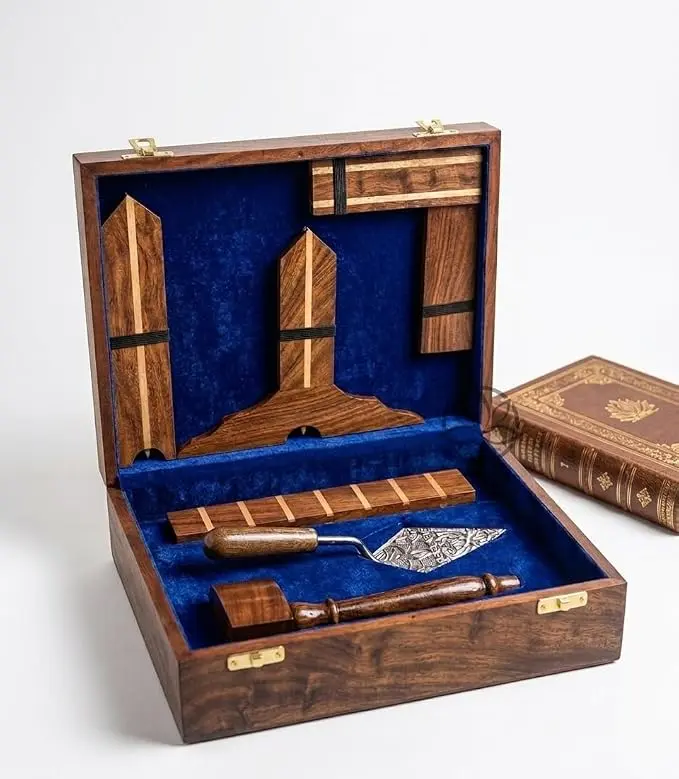 Wooden Plumb Square and Rule Masonic Toolset Handcrafted Wooden Masonic… — product photo