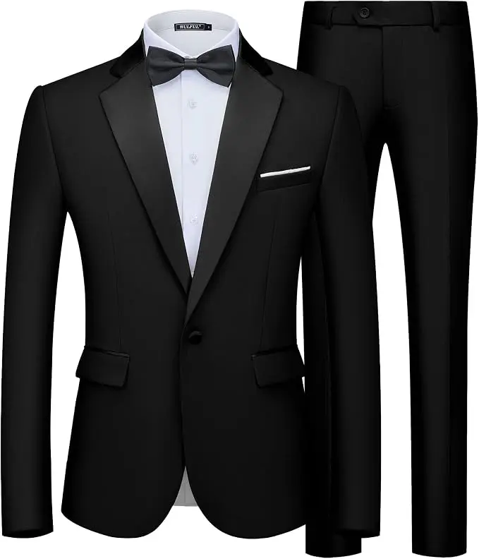 WULFUL Men's 2 Piece Slim Fit Suit Set One Button Blazer Jacket Pants Tuxedo… — product photo