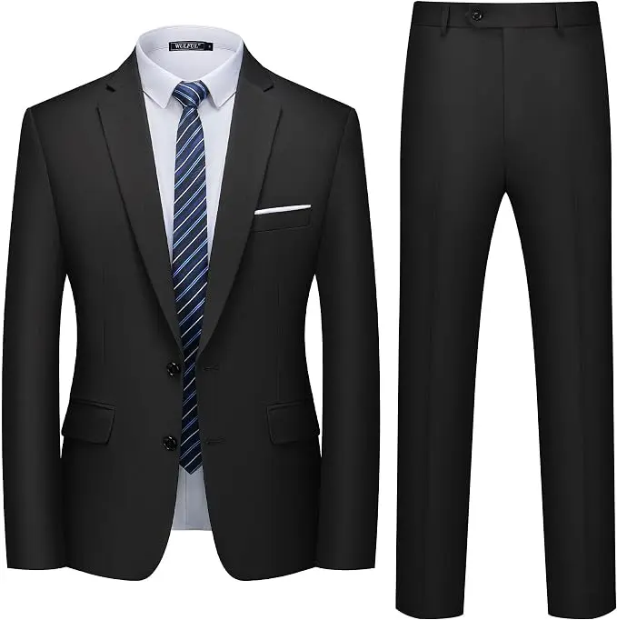 WULFUL Men's 2 Piece Suits Slim Fit Two Button Blazer Jacket Pants Set for… — product photo