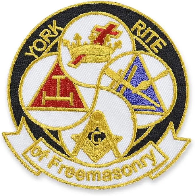 York Rite of Freemasonry Round Embroidered Masonic Patch - [Multicolored][3''… — product photo
